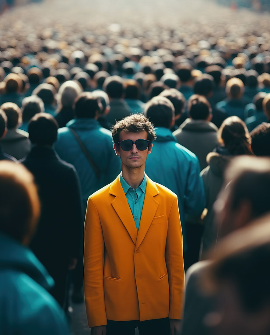 picture of person in a crowd